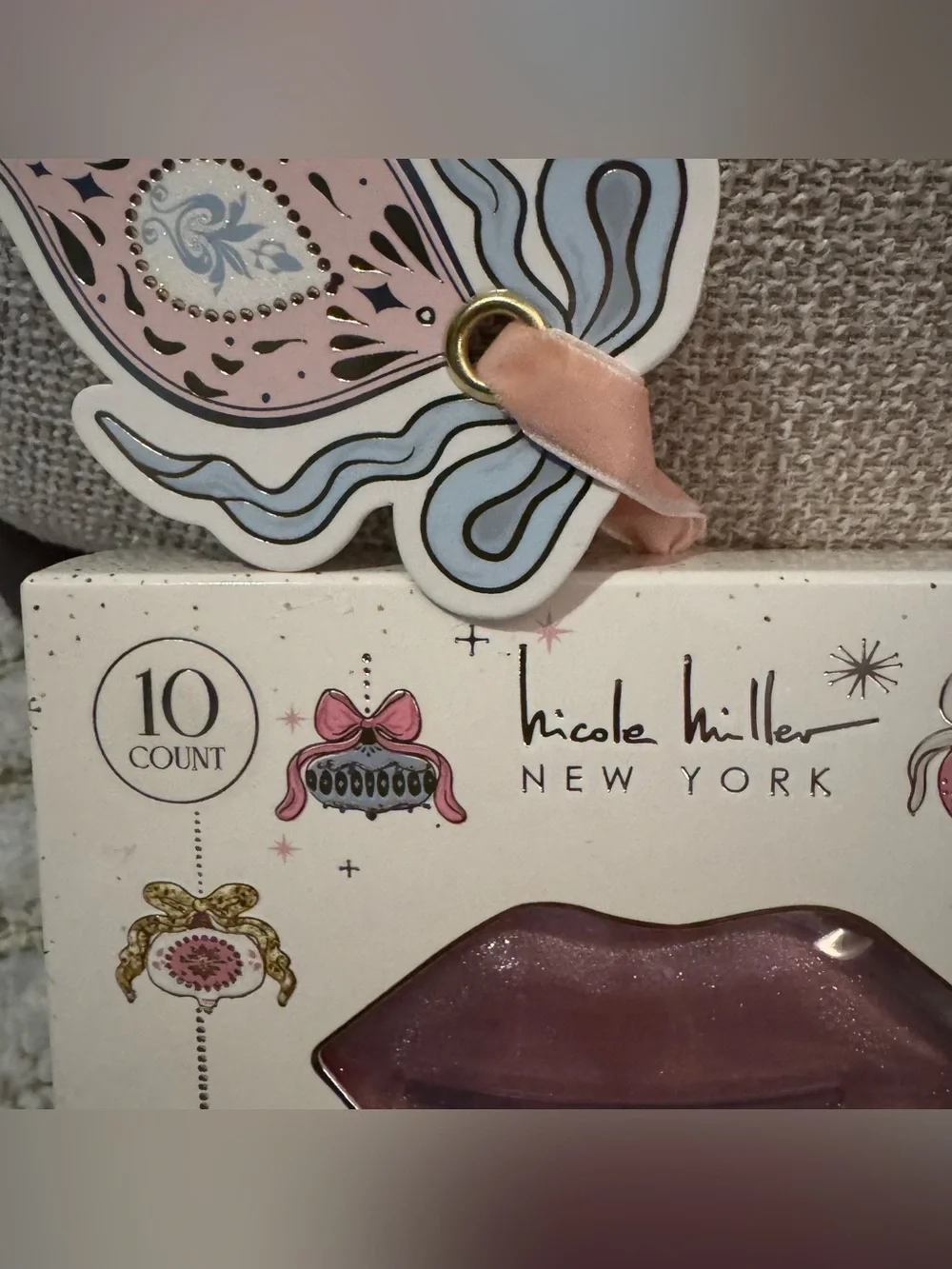 Nicole Miller New York Hydrating Hydrogel Lip Masks Holiday Gift Set - New 10 ct